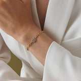 14K Gold Chain Bracelet With Diamond