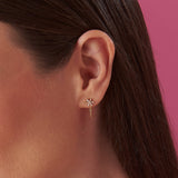 14K Baguette Floral Earring