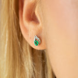 14K Gold Diamond and Emerald Earring