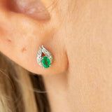 14K Gold Diamond and Emerald Earring