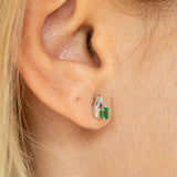 14K Gold Diamond and Emerald Earring