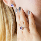 14K White Gold Amethyst Earrings