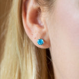 14K Gold Blue Topaz Solitaire Stud Earring