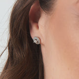 14K White Gold Diamond Halo Earring