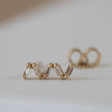 14K Yellow Gold Zigzag Baguette Diamond Earring