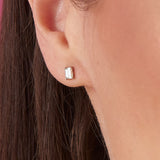 14K Emerald Cut Diamond Earring