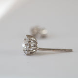 14K White Gold Rose Cut Floral Diamond Earring