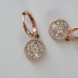 14K Rose Gold Baguette and Round Cut Diamond Earring