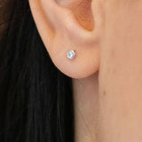 18K White Gold Bezel Set Solitaire Diamond Earring