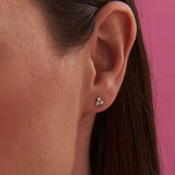 14K Bezel Set Three Diamond Earring