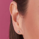 14K Bezel Set Three Diamond Earring