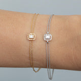 8K Gold Baguette and Round Diamond Bracelet