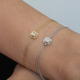 8K Gold Baguette and Round Diamond Bracelet
