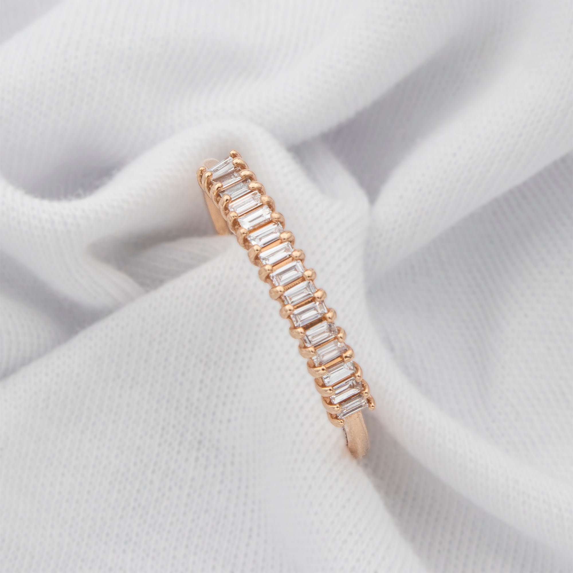 14K Gold Half Eternity Straight Baguette Diamond Wedding Band | Elyssa Jewelry