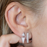 14K White Gold Triangle Drop Earrings