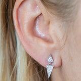 14K White Gold Triangle Drop Earrings