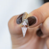 14K White Gold Triangle Drop Earrings