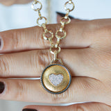 14K Solid Gold Heart Pendant Diamond Necklace