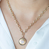 14K Solid Gold Heart Pendant Diamond Necklace
