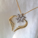 14K White Diamond Snowflake with Heart Necklace