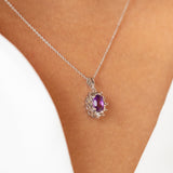 14K White Gold  Oval Amethyst Necklace