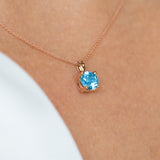 14K Gold Sky Blue Topaz Necklace