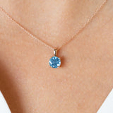 14K Gold Sky Blue Topaz Necklace