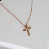 14K Rose Gold Diamond Cross Necklace