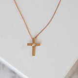 14K Rose Gold Diamond Cross Necklace