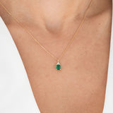 18K Yellow Gold Emerald Cut Diamond Emerald Necklace