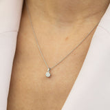 8K White Gold 6 Stone Cluster Diamond Necklace