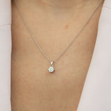 8K White Gold 6 Stone Cluster Diamond Necklace