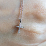 14K White Gold Diamond Cross Necklace