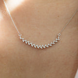 14K White Gold Olive Leaf Diamond Wedding Necklace
