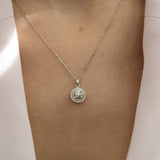 14K White Gold Round Diamond Necklace