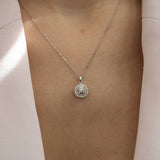 14K White Gold Round Diamond Necklace