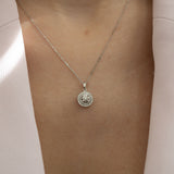 14K White Gold Round Diamond Necklace