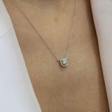 14K White Gold Halo Diamond Necklace