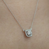 14K White Gold Halo Diamond Necklace