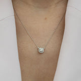 14K White Gold Halo Diamond Necklace