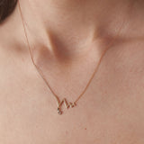 14K Rose Gold White Round Diamond Stone Zigzag Necklace