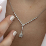 14K White Gold Round Cut Diamond Stone Necklace