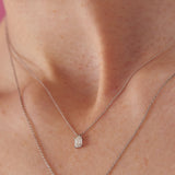 14K White Gold Emerald Cut Diamond Necklace