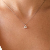 14K White Gold Baguette and Round Cut Diamond Necklace