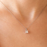 14K White Gold Baguette and Round Cut Diamond Necklace