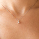14K White Gold Baguette and Round Cut Diamond Necklace