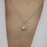 14K White Gold Baguette and Round Cut Diamond Necklace