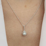 14K White Gold Baguette and Round Cut Diamond Necklace