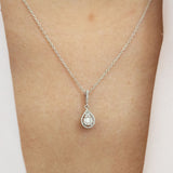 14K White Gold Baguette and Round Cut Diamond Necklace