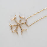 14K Yellow Gold Baguette and Round Cut Snowflake Necklace